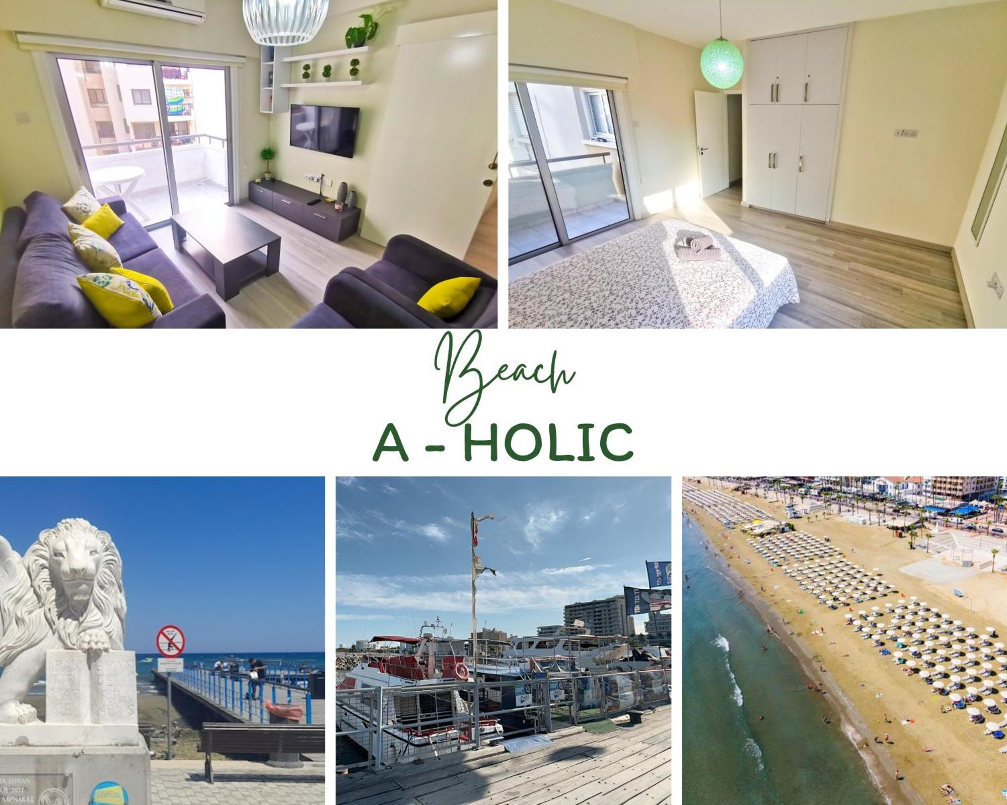 Beach-A-Holic Apartment, 2 Min Distance From Larnaca Marina Exteriör bild